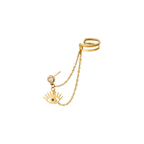 Mono Boucle dorée Œil d'Horus avec earcuff