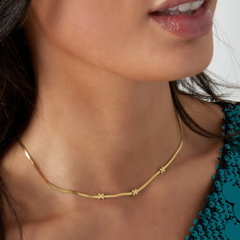Collier doré en maille serpent avec les trois X d'Amsterdam
