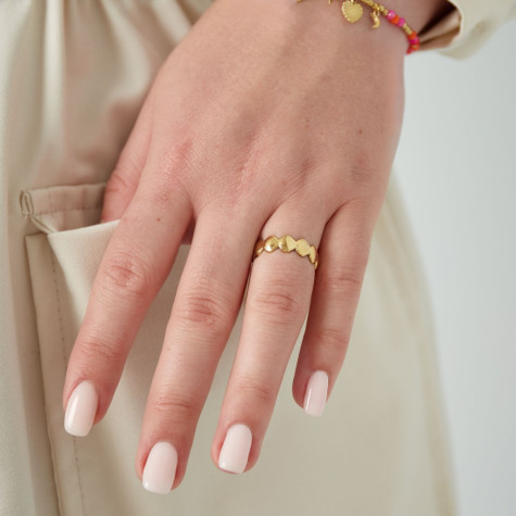 Bague dorée coquillage de saint-jacques