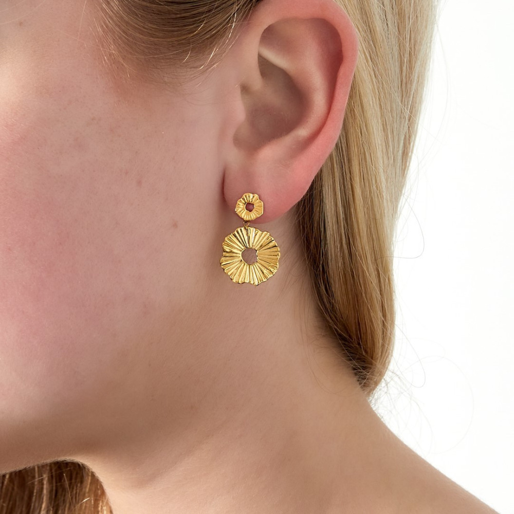 Boucles d'oreilles dorées fleur soleil