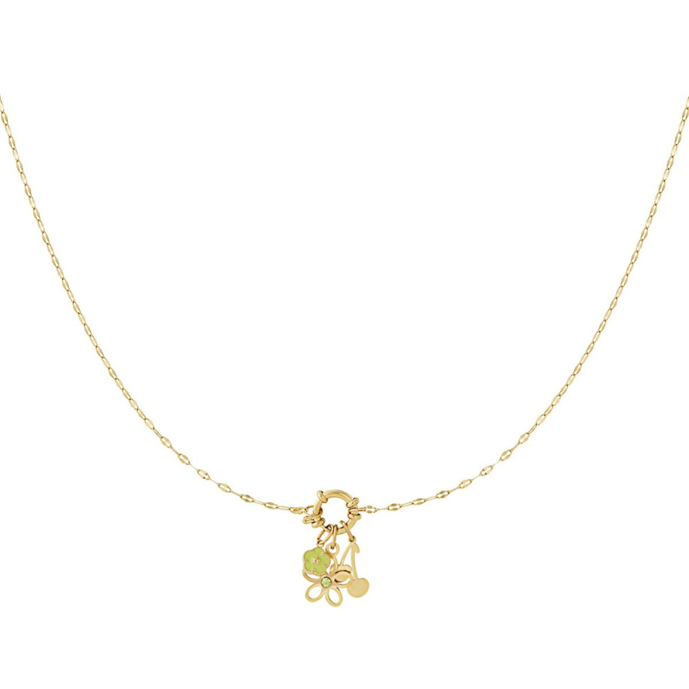 Collier doré DIY à fleurs 5 breloques