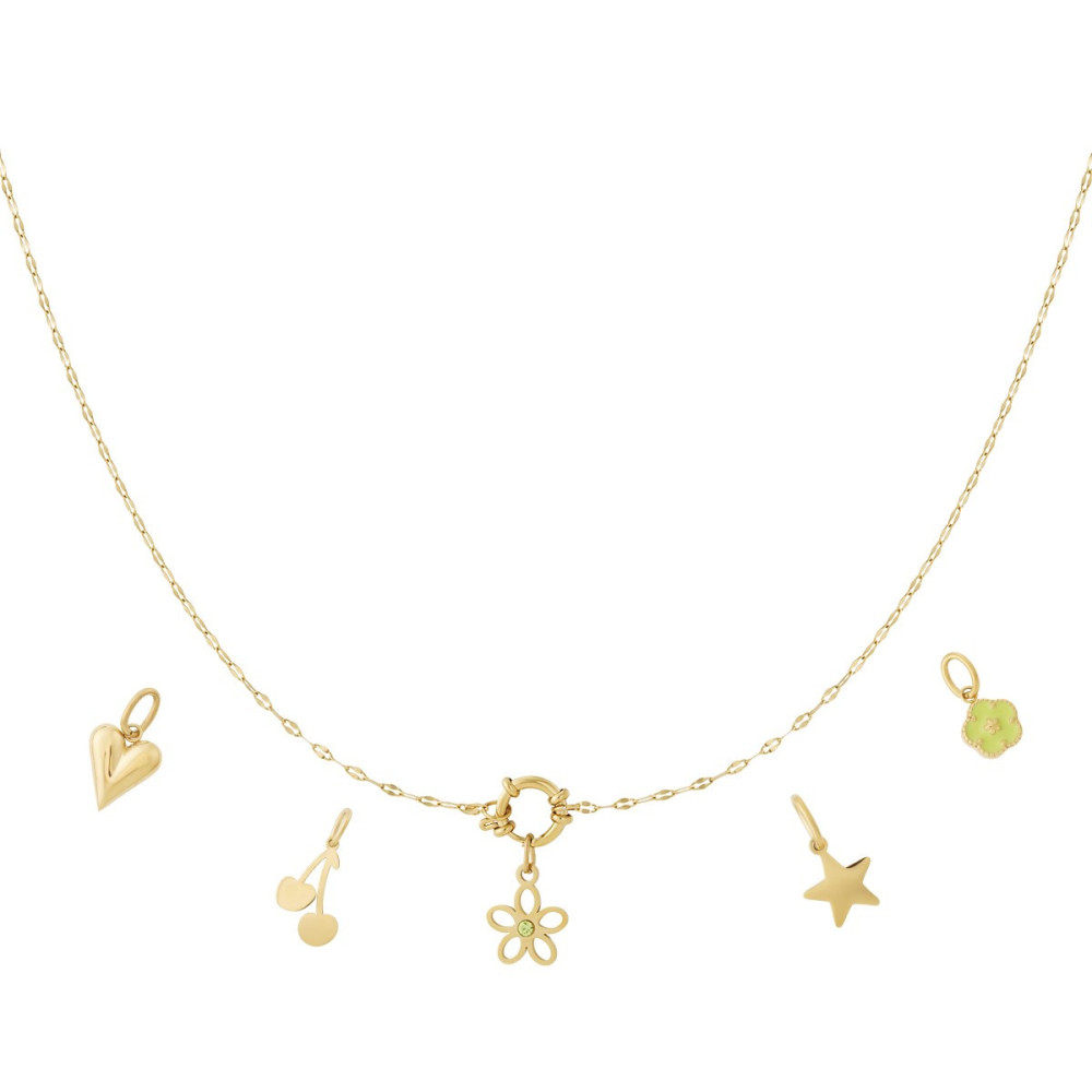 Collier doré DIY à fleurs 5 breloques