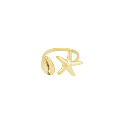 Bague dorée coquillage et étoile