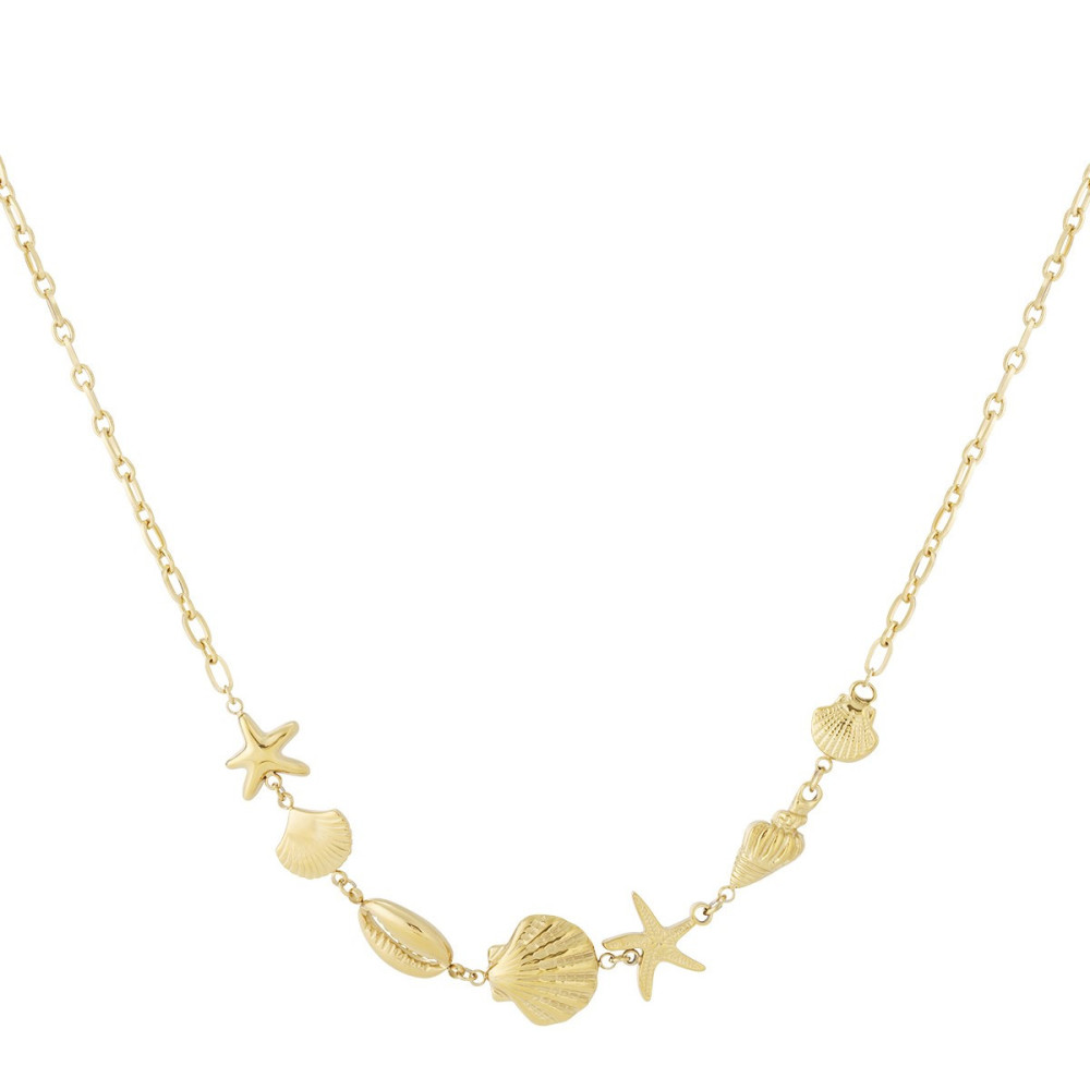 Collier doré plage et coquillages
