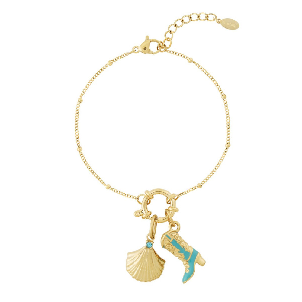 Bracelet doré DIY été et plage 5 breloques