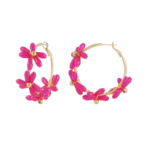 Créoles fleuries dorées et colorées