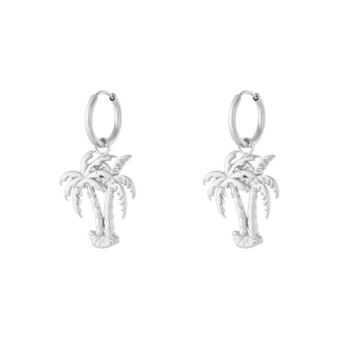 Boucles d'oreilles argentées palmiers tropicaux