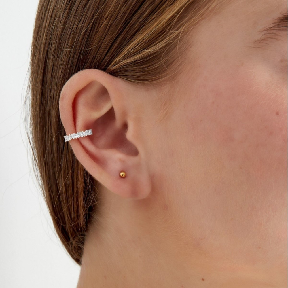 Earcuff argenté serti de zircons
