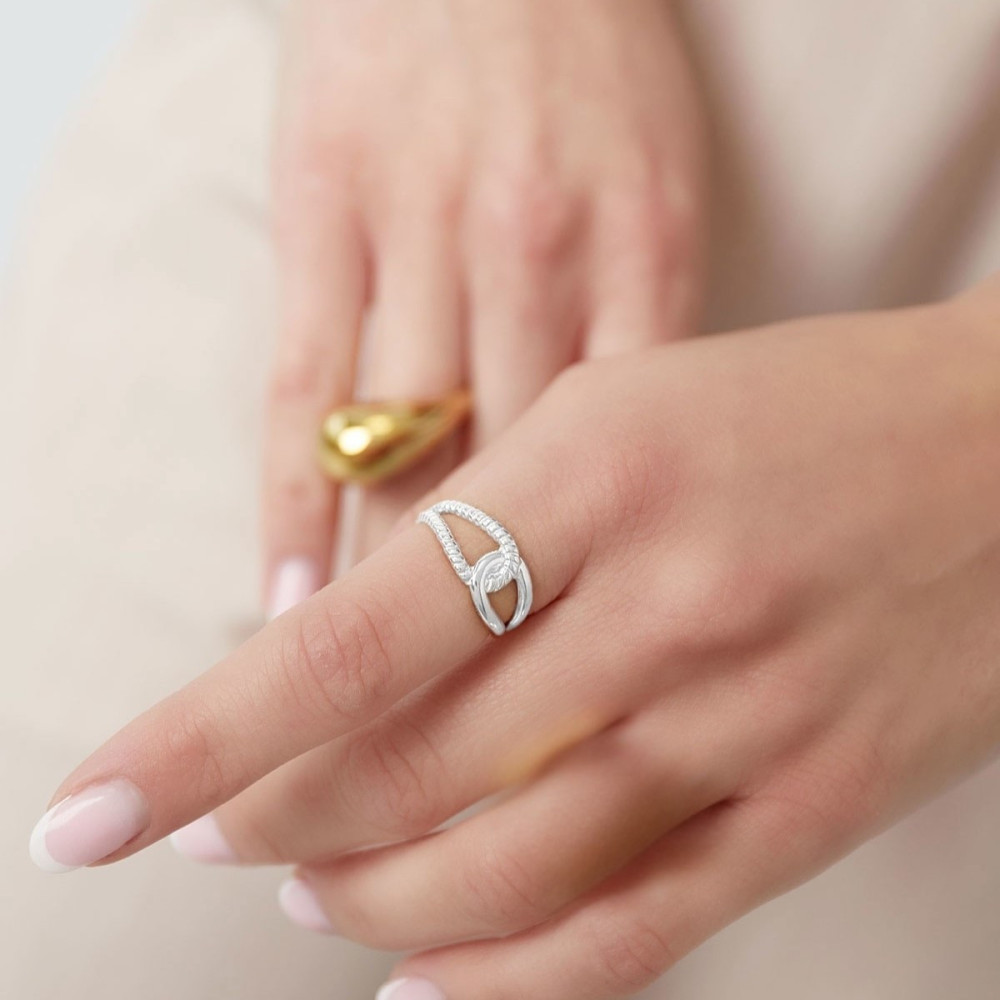 Bague argentée bi texture