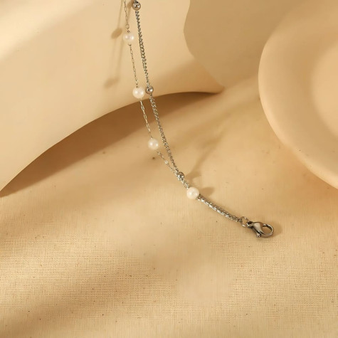 Bracelet argenté perles élégantes