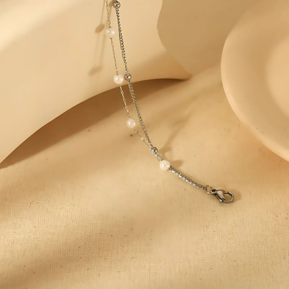 Bracelet argenté perles élégantes